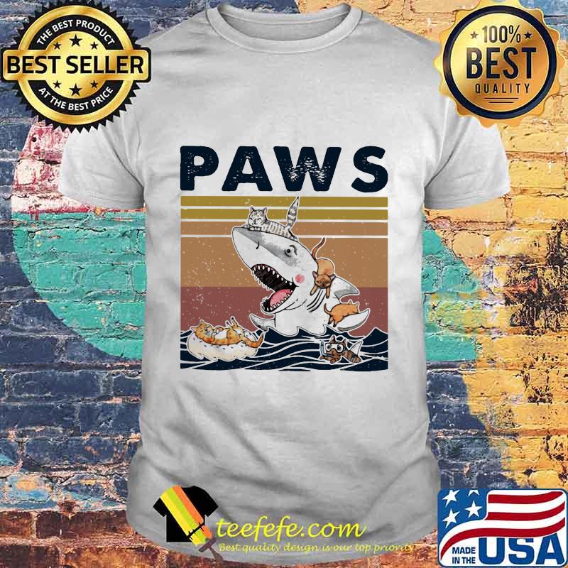 Shark and cats paws vintage retro shirt