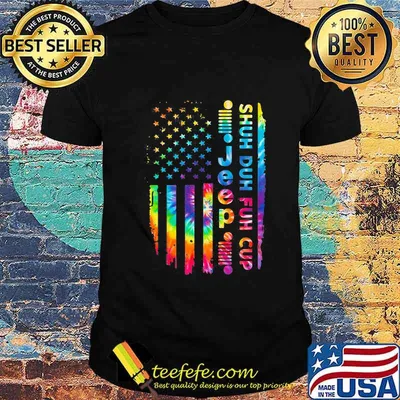 SHUH DUH FUN CUP COLORFUL AMERICAN FLAG SHIRT