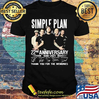 Simple plan 22nd anniversary 1999 2020 thank you for the memories signatures shirt