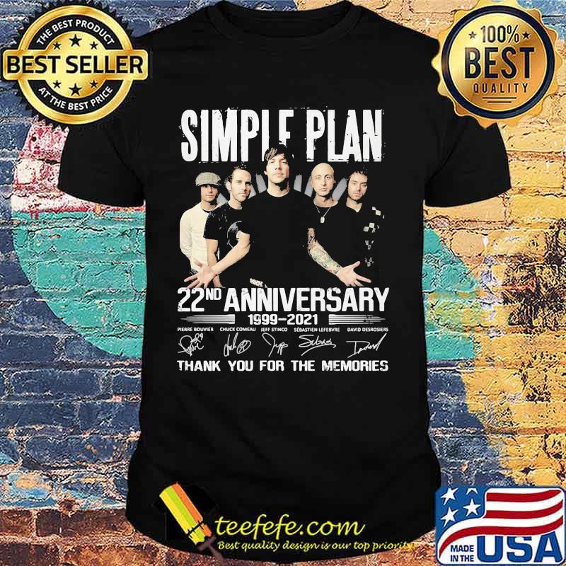 Simple plan 22nd anniversary 1999 2020 thank you for the memories signatures shirt