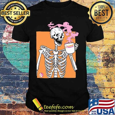 Skeleton drink dunkin donuts coffee shirt
