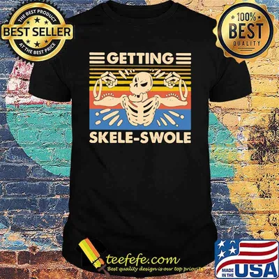 Skeleton getting skele-swole vintage retro shirt