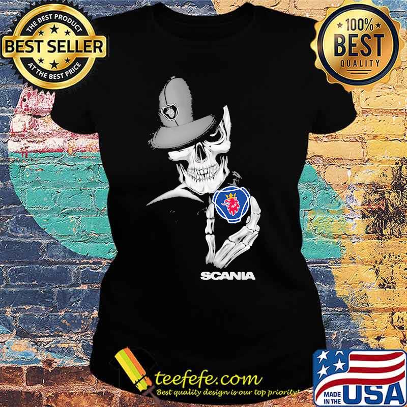 Skeleton holding scania logo s Ladies tee Skeleton holding scania logo s Ladies tee