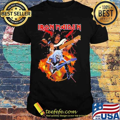 Skeleton iron maiden band guitar shirt
