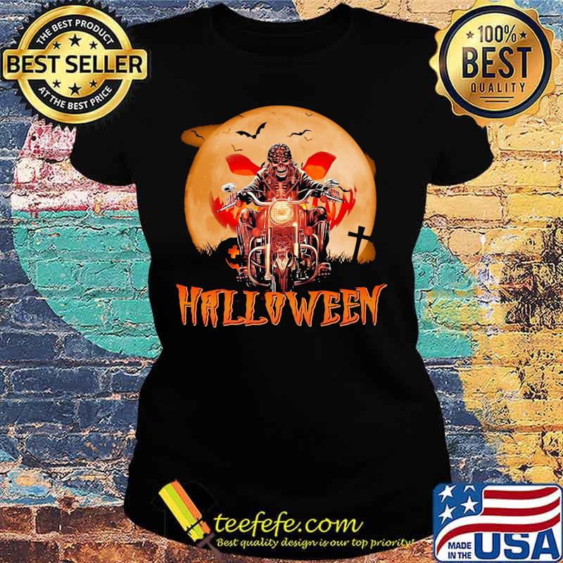 Skeleton riding motorcycle halloween moon s Ladies tee Skeleton riding motorcycle halloween moon s Ladies tee