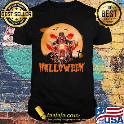 Skeleton riding motorcycle halloween moon shirt