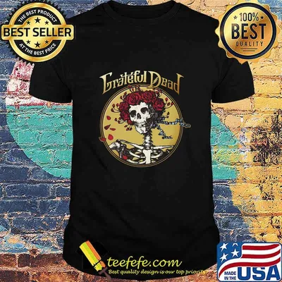 Skeleton roses grateful dead band shirt