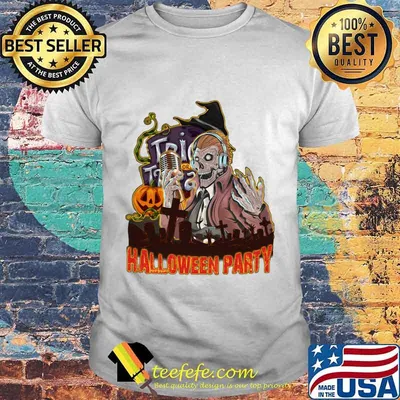 Skeleton singing halloween party shirt