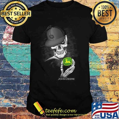 Skeleton skull john deere logo shirt
