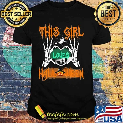 Skeleton this girl loves halloween heart shirt