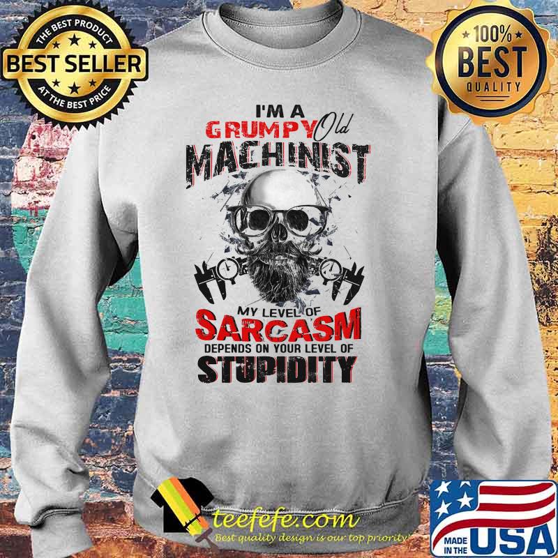 Skull beard i'm a grumpy old machinist my level of sarcasm depends on your level of stupidity s Sweater Skull beard i'm a grumpy old machinist my level of sarcasm depends on your level of stupidity s Sweater