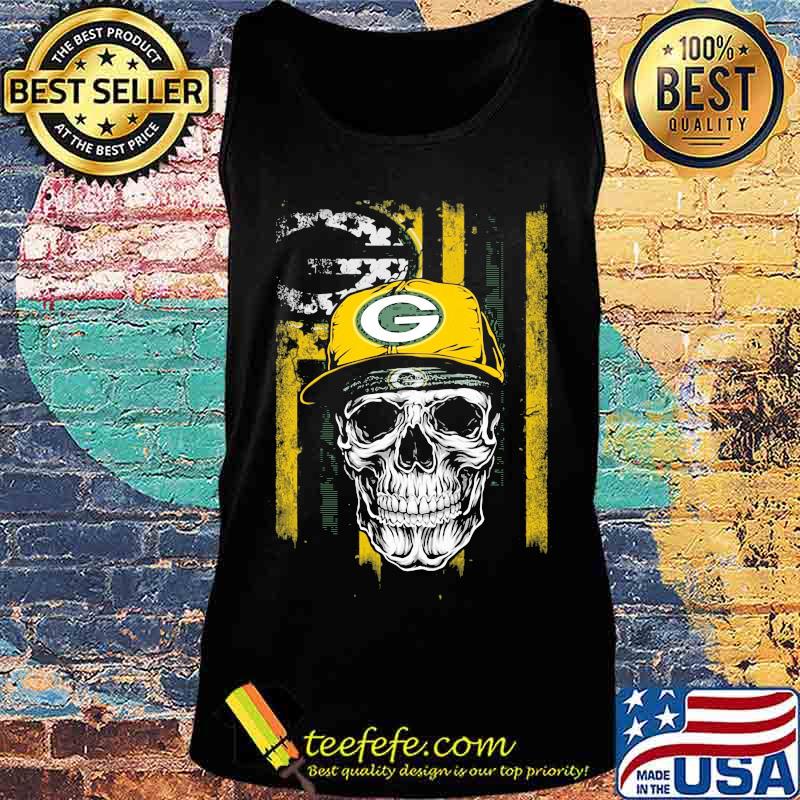 Skull green bay packers logo american flag independence day s Tank top Skull green bay packers logo american flag independence day s Tank top