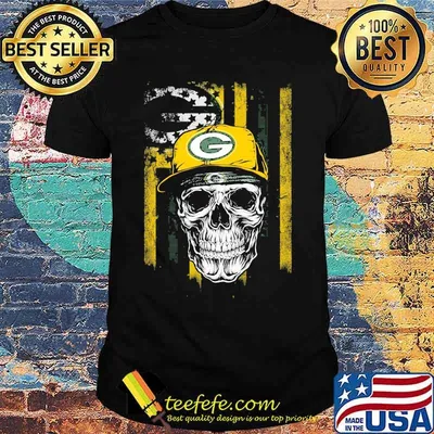 Skull green bay packers logo american flag independence day shirt