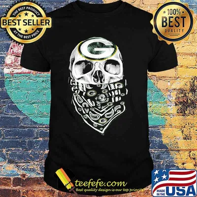 Skull mask green bay packers football logo shirt