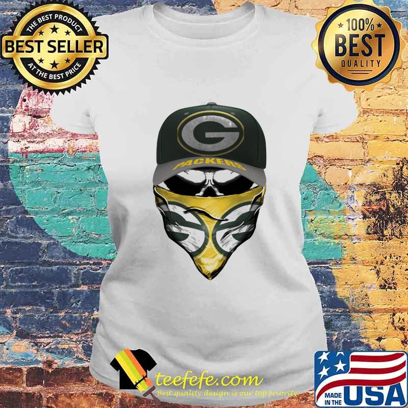 Skull mask green bay packers logo s Laides tee Skull mask green bay packers logo s Laides tee