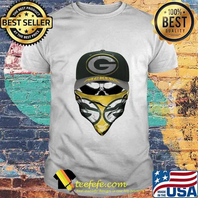 Skull mask green bay packers logo shirt