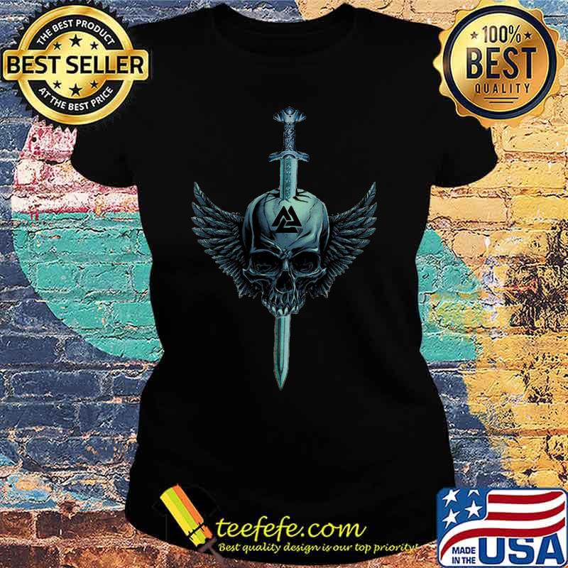 Skull vikings wings valknut symbol s Ladies tee Skull vikings wings valknut symbol s Ladies tee