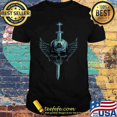 Skull vikings wings valknut symbol shirt