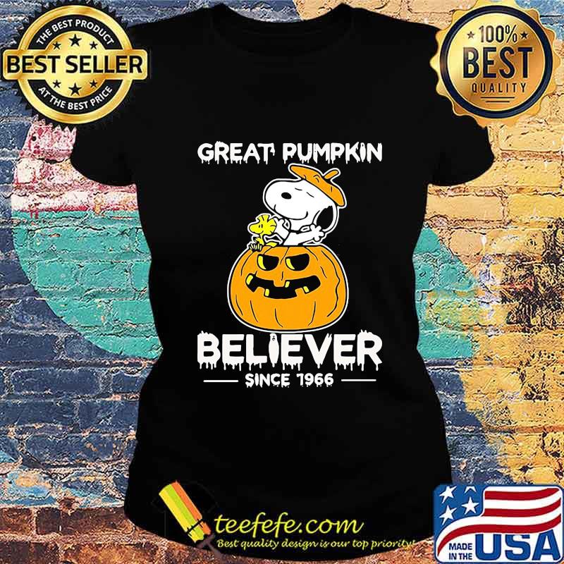 Snoopy and woodstock great pumpkin believer since 1966 pumpkin s Ladies tee Snoopy and woodstock great pumpkin believer since 1966 pumpkin s Ladies tee