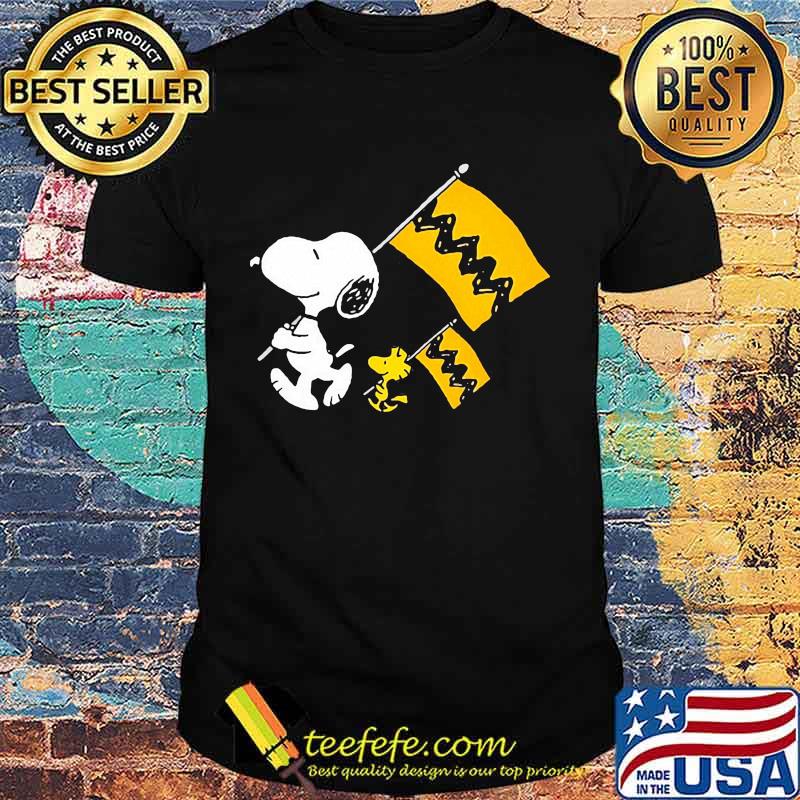 Snoopy and woodstock holding flag shirt