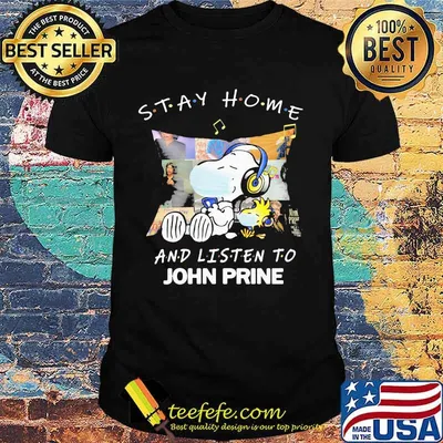 Snoopy and woodstock mask stay home and listen to john prine shirt