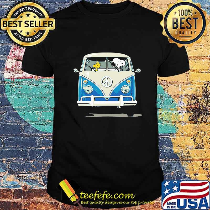 Snoopy and woodstock riding a peace bus shirt Snoopy and woodstock riding a peace bus shirt