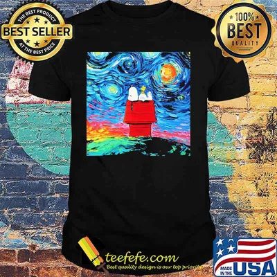 Snoopy and woodstock starry night van gogh shirt