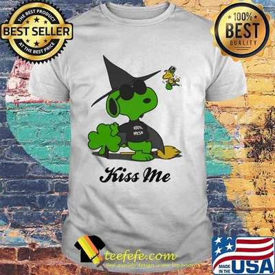 Snoopy and woodstock witch kiss me happy st. patrick's day shirt