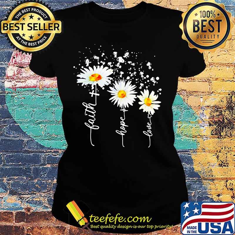 Snoopy faith hope love heart flowers s Ladies tee Snoopy faith hope love heart flowers s Ladies tee
