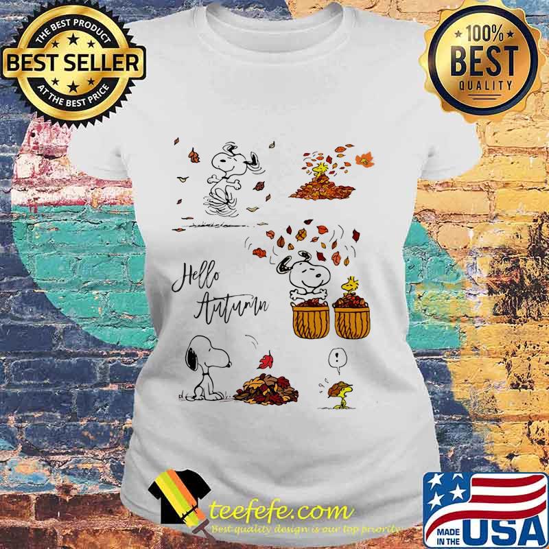 Snoopy hello autumn maple leaves s Laides tee Snoopy hello autumn maple leaves s Laides tee