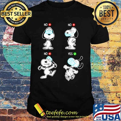 Snoopy wear mask no yes shirt