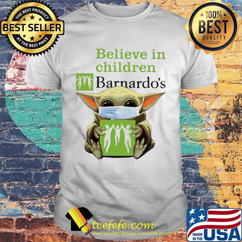 Star wars baby yoda mask hug believe in children barnardo's shirt