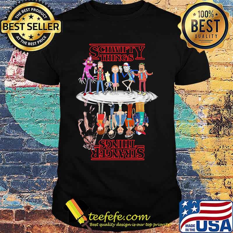Stranger things movie rick and morty characters water reflection shirt