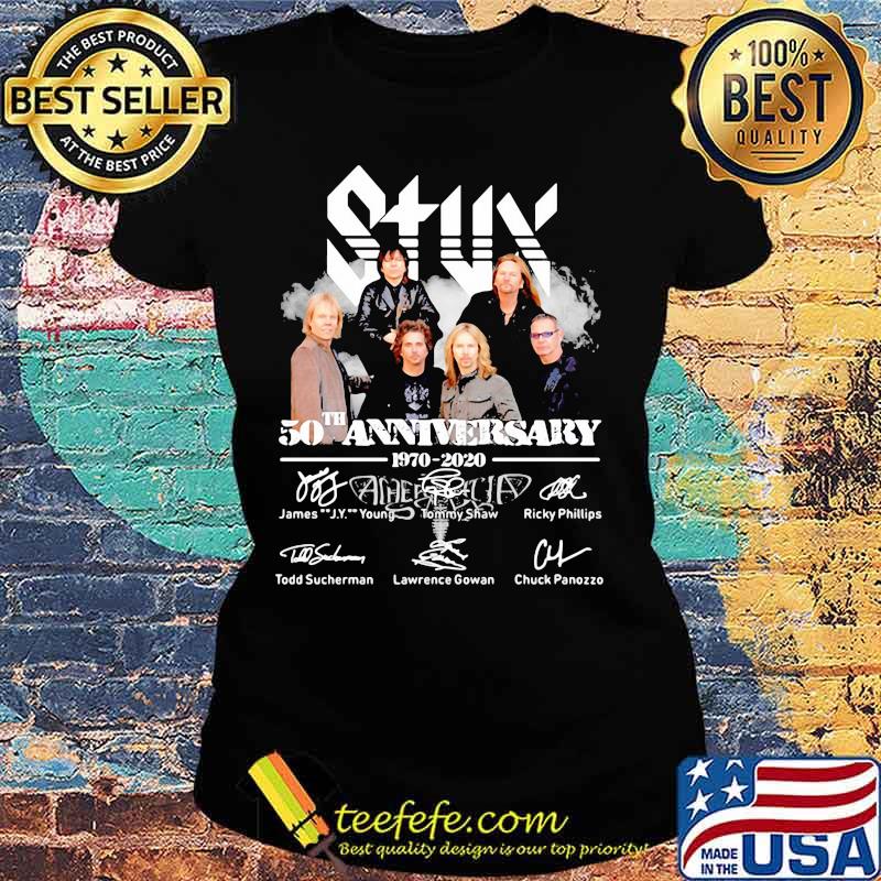 Styx 50th anniversary 1970 2020 thank you for the memories signatures s Ladies tee Styx 50th anniversary 1970 2020 thank you for the memories signatures s Ladies tee