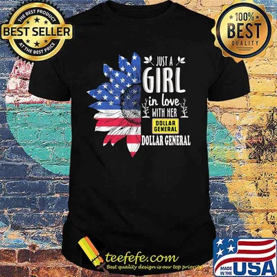 Sunflower just a girl in love with her dollar general american flag independence day shirt