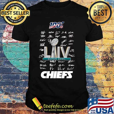 Super bowl liv 100 nfl kansas city chiefs football players signatures shirt