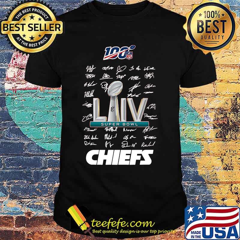 Super bowl liv 100 nfl kansas city chiefs football players signatures shirt