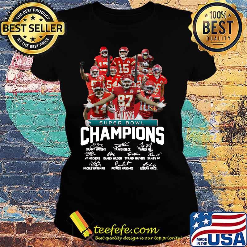 Super bowl liv champions kansas city chiefs players signatures s Ladies tee Super bowl liv champions kansas city chiefs players signatures s Ladies tee