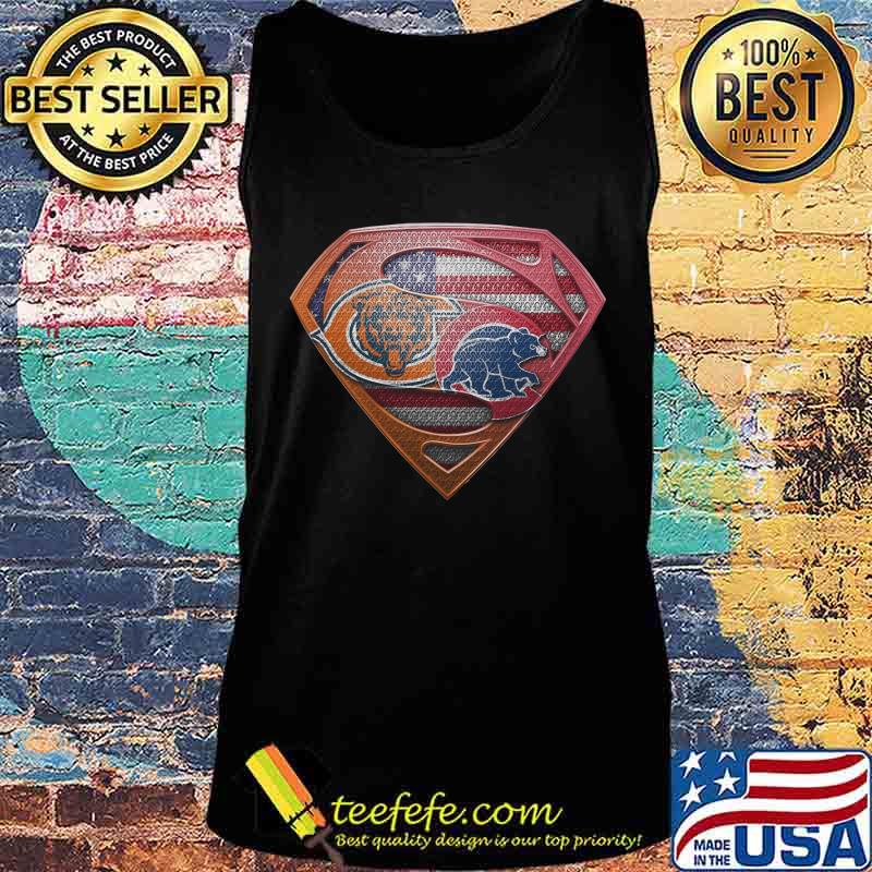 Superman chicago bears and chicago cubs american flag independence day s Tank top Superman chicago bears and chicago cubs american flag independence day s Tank top