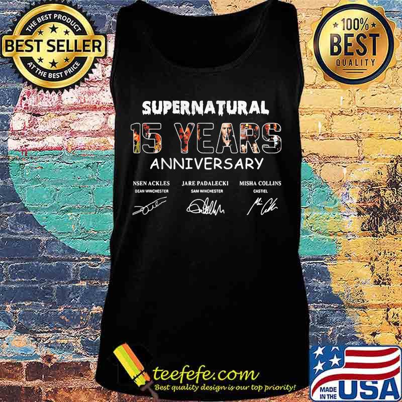 Supernatural 15 years anniversary characters signatures s Tank top Supernatural 15 years anniversary characters signatures s Tank top