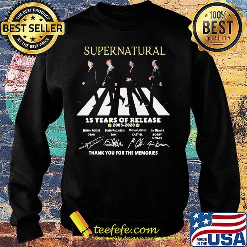 Supernatural abbey road 15 years of release 2005 2020 thank you for the memories signatures s Sweater Supernatural abbey road 15 years of release 2005 2020 thank you for the memories signatures s Sweater