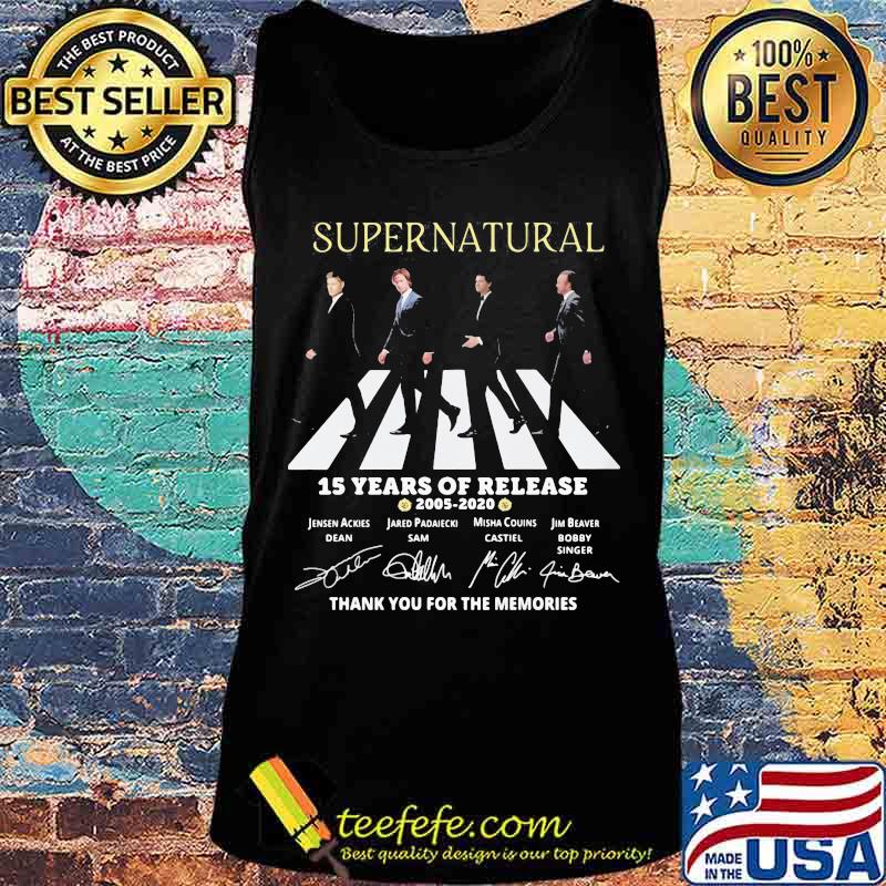 Supernatural abbey road 15 years of release 2005 2020 thank you for the memories signatures s Tank top Supernatural abbey road 15 years of release 2005 2020 thank you for the memories signatures s Tank top