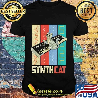 Synthesizer synth cat vintage retro shirt