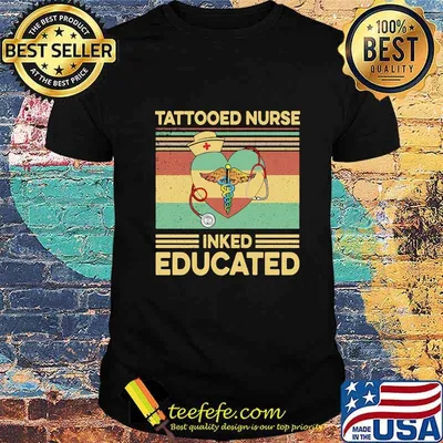 Tattooed nurse inked educated heart vintage retro shirt