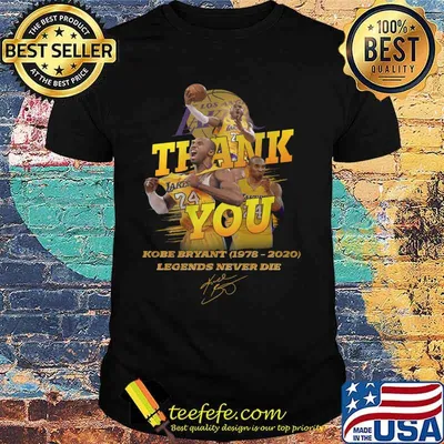Thank you kobe bryant 1978 2020 legends never die signature shirt