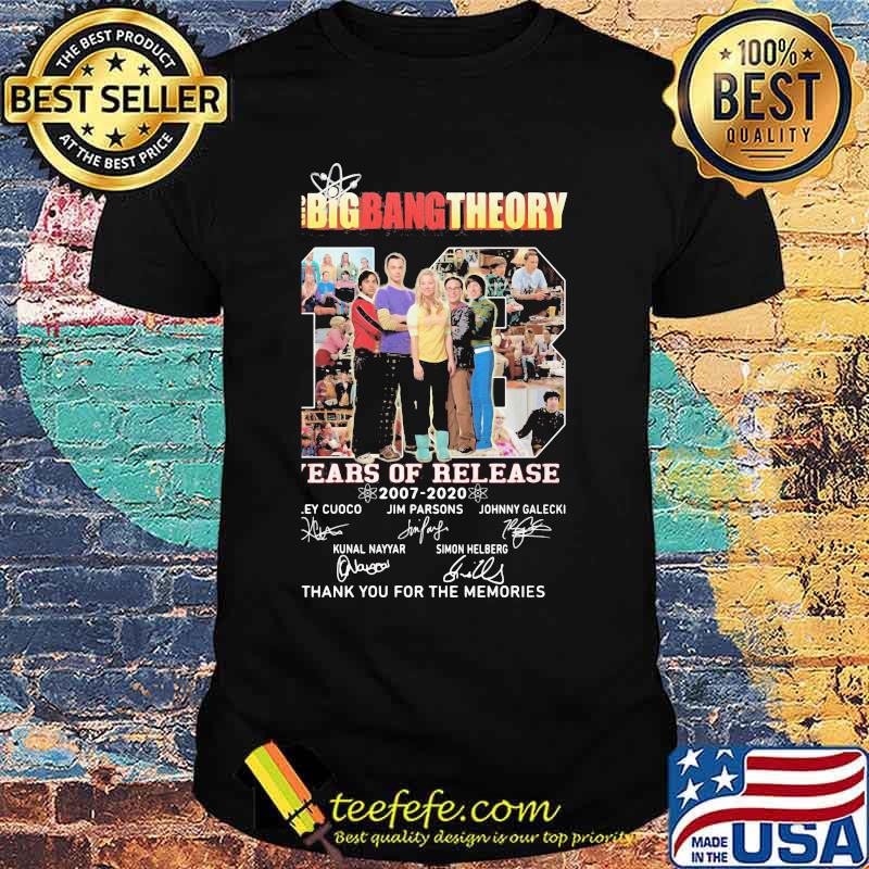 The big bang theory 18 years of release 2007 2020 thank you for the memories signatures shirt The big bang theory 18 years of release 2007 2020 thank you for the memories signatures shirt