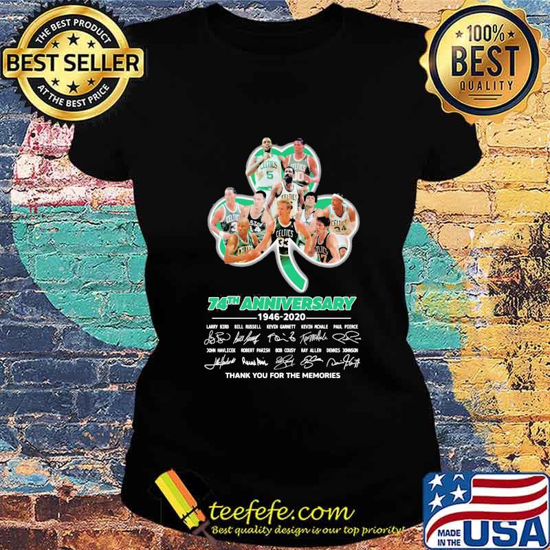 The boston celtics 74th anniversary 1946 2020 thank you for the memories signatures s Ladies tee The boston celtics 74th anniversary 1946 2020 thank you for the memories signatures s Ladies tee