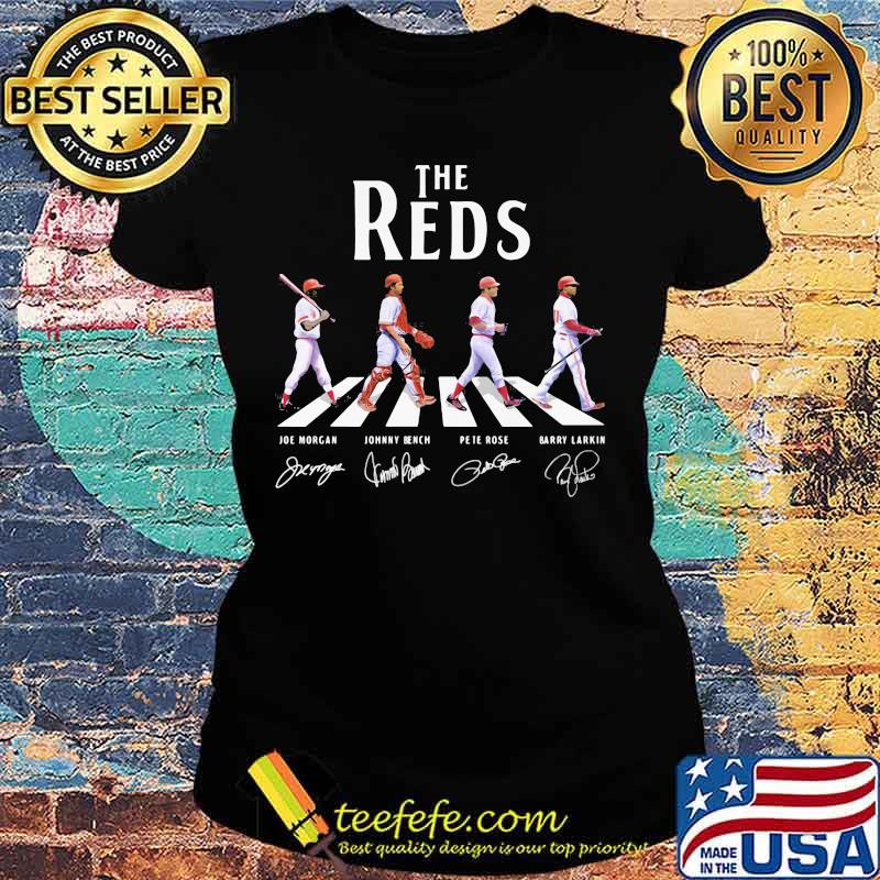 The cincinnati reds baseball crossing the line signatures s Ladies tee The cincinnati reds baseball crossing the line signatures s Ladies tee