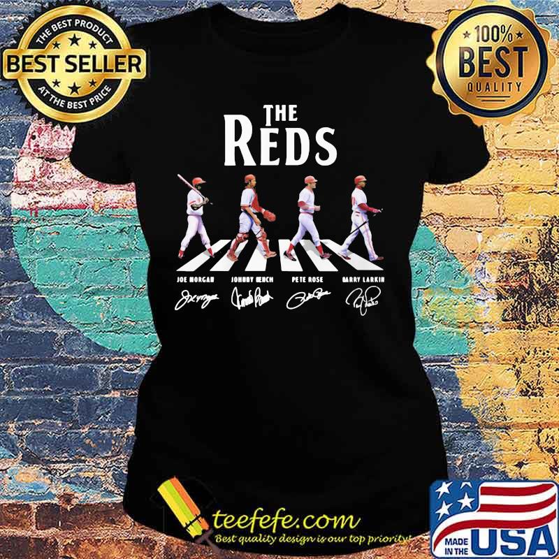 The cincinnati reds baseball crossing the line signatures s Ladies tee The cincinnati reds baseball crossing the line signatures s Ladies tee