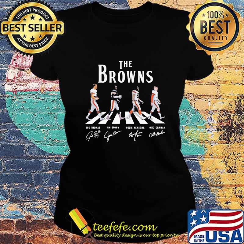 The cleveland browns crossing the line signatures s Ladies tee The cleveland browns crossing the line signatures s Ladies tee